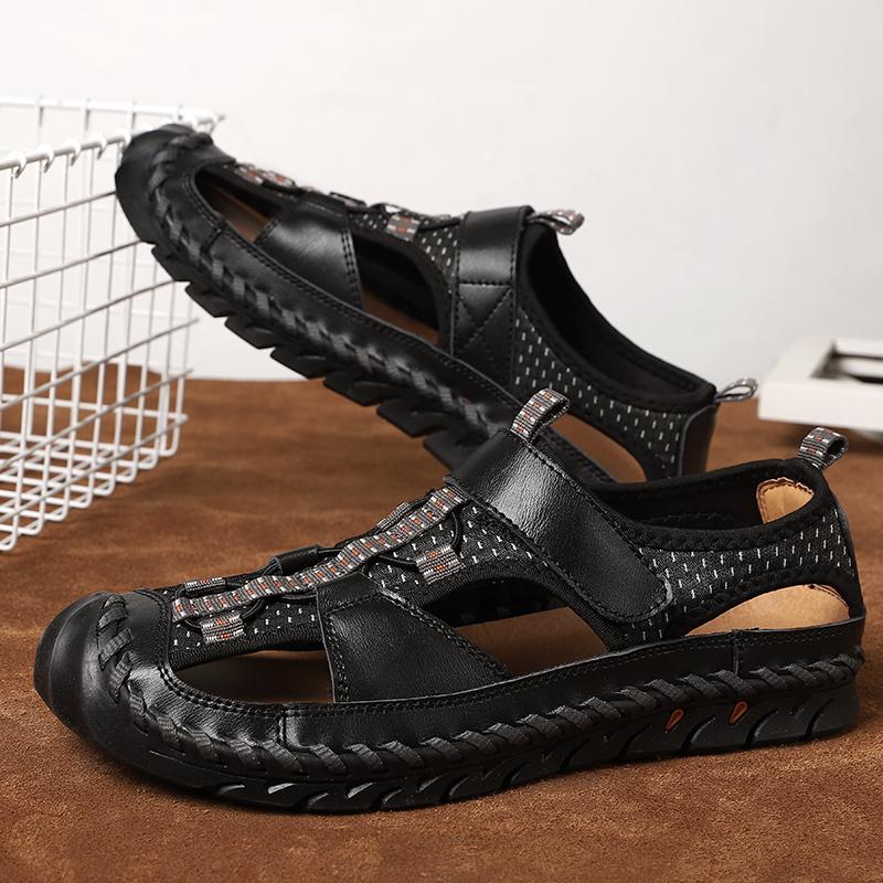 Sandali da Uomo in Pelle Fatti a Mano Scarpe da Escursionismo da Esterno per la Spiaggia