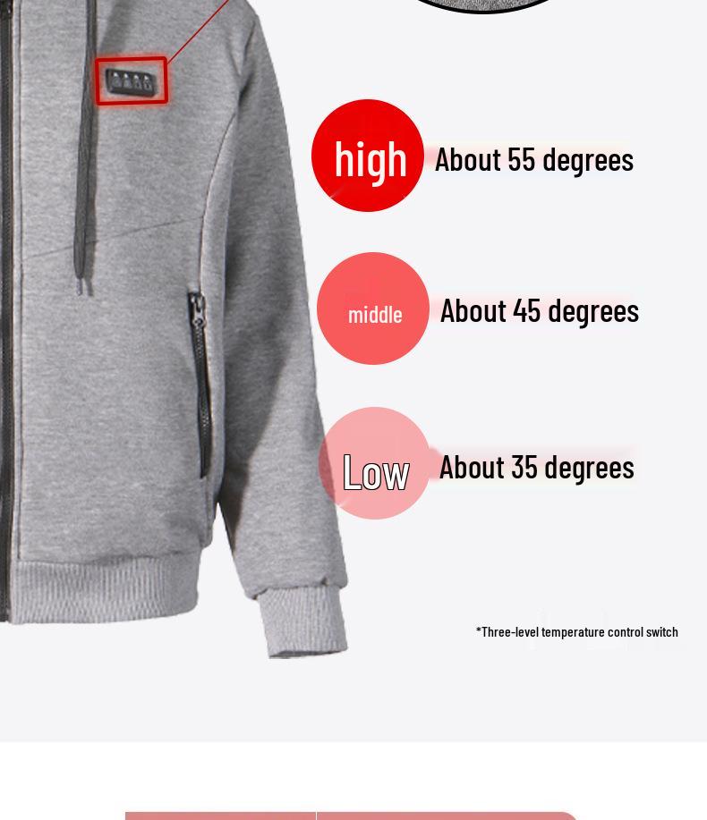 Slimme Verwarmde Hoodie voor Mannen - Winterse Elektrische Warmte met Constante Temperatuurregeling