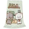 BuBu DuDu Baby-Panda-Bär-Decken, Mochi-Milch-Pfirsich-Goma-Paar-Flanell, lustige Überwurfdecke für Zuhause, Restaurant, Textildekoration