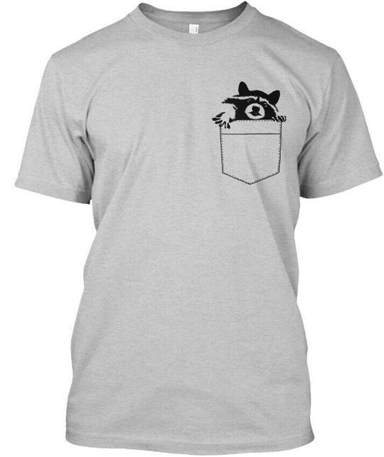 Pocket Raccoon T-Shirt Made in the USA Size S to 5XL Unisex T-Shirt M