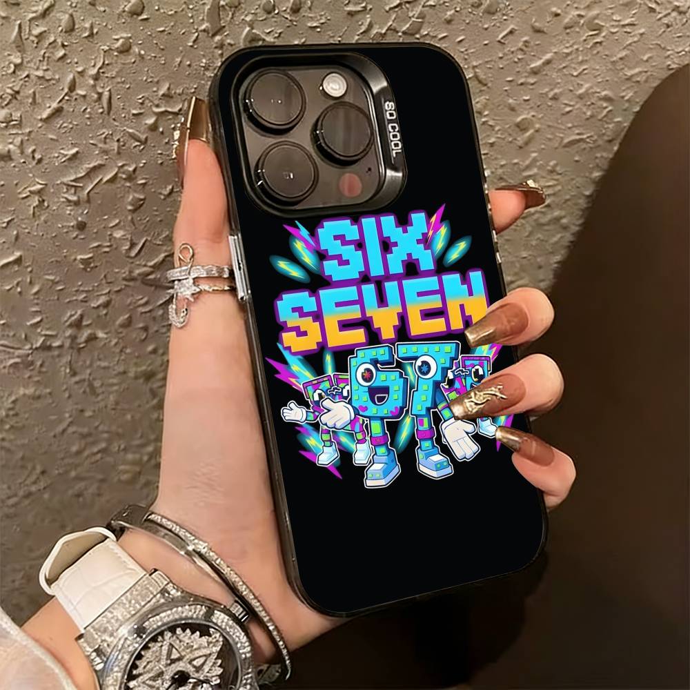 

Six Seven 6 7 Phone Case For iPhone 17,16,15,14,13,12,11 Plus,Pro Max,XS,Colored Silver Plated Inside Cover iPhone15pro