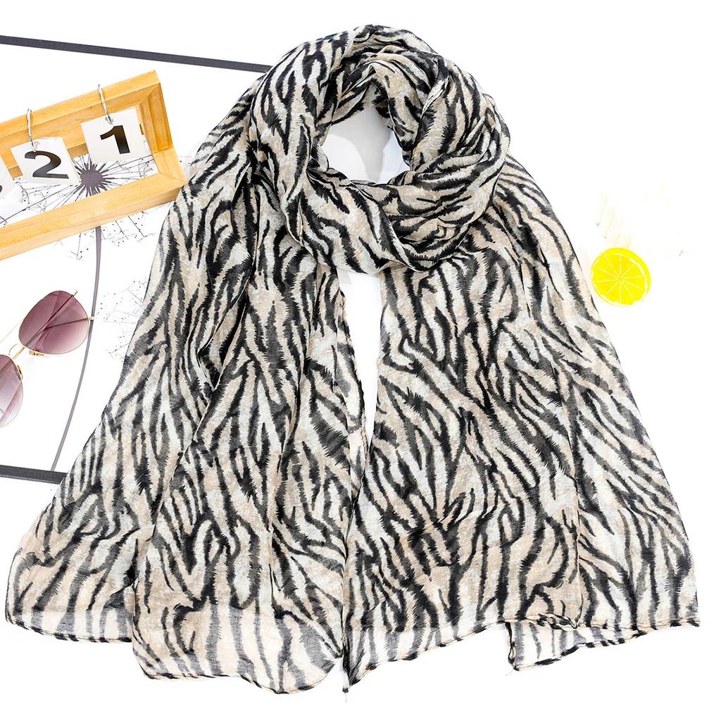 Hijab Fashion con Stampa Leopardo per Donna Sciarpa Lunga Stampata in Filato di Bali Turbanti Musulmani per Donna Sciarpa Hijab Femme Musulman