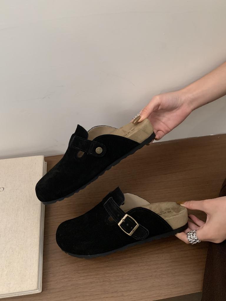 Baotou Drag Women's Thick-soled Outer Wear Versatile Retro 2025 Autumn New Soft-soled Casual Birkenstocks Flat-soled Half-slippers