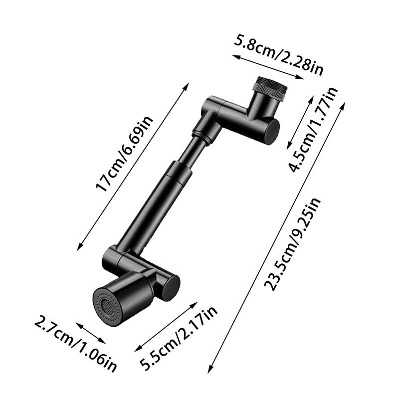 1440° Rotatable Scalable Metal Faucet Bathroom Tap Splash-Proof Bubbler Kitchen Faucet Filter Nozzle Tap Saving Water Extender