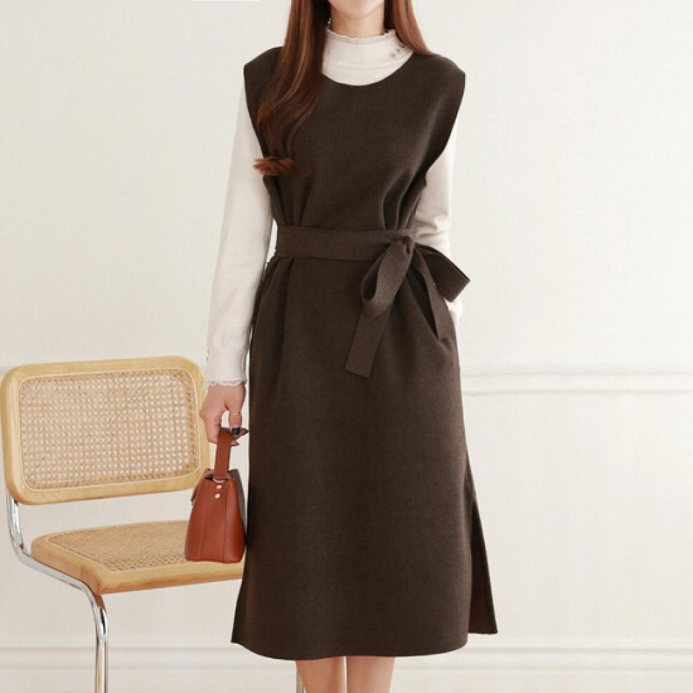 Morris Coming Home Basic Wool Round Belted Dress M2512op100d