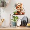 Self Adhesive Cartoon Chef Kitten Wall Stickers for Kitchen Cabinet Decor Peel and Stick Removable Waterproof