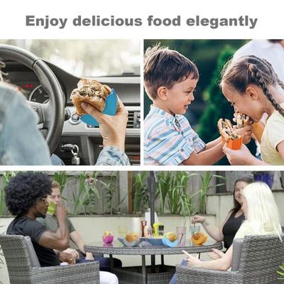 1/4-teiliges Silikongestell, einziehbare Burger-Festbox, berührungsloser Burger-Clip, wiederverwendbarer Burger-Box-Halter, Hamburger, spülmaschinenfest, Sandwich-Clip in Lebensmittelqualität