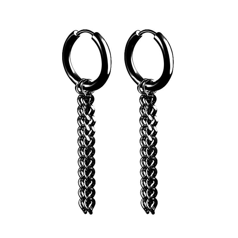 1 Pairs Punk Stainless Steel Stud Earrings Black Earrings Set For Men Women Vintage Hip Hop Piercing Ear Jewelry Accessories3
