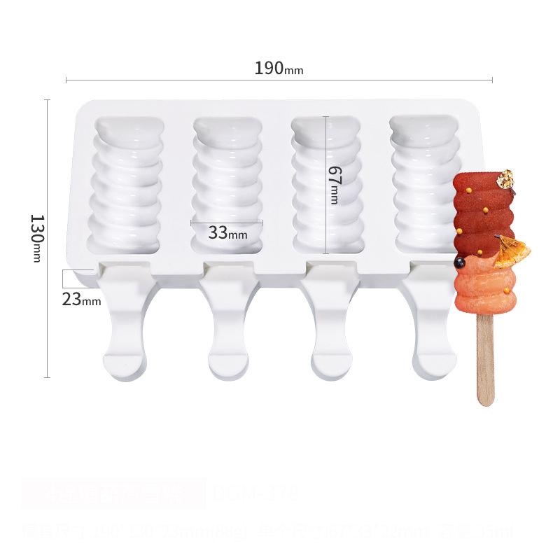 Silicone Ice Cream Mold DIY Homemade Popsicle Moulds Freezer 4 Cell Small Size Ice Cube Tray Popsicle Barrel Makers Baking Tools
