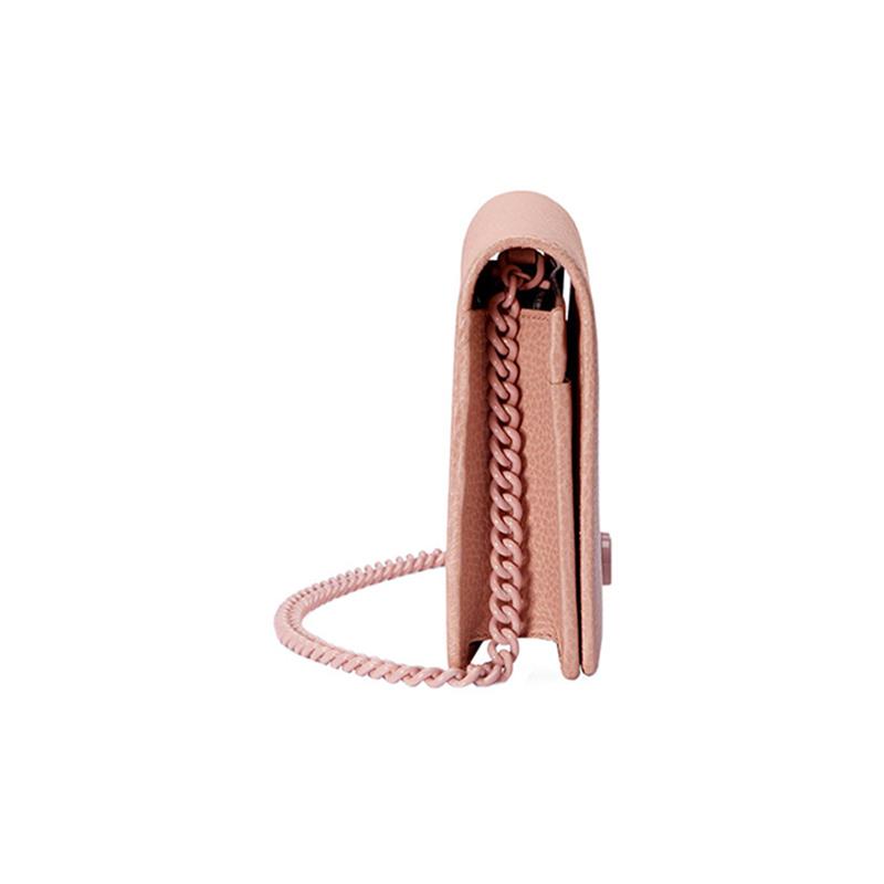Gucci GG Marmont series snap closure detachable chain shoulder strap leather chain bag wallet shoulder crossbody bag mini women's light pink