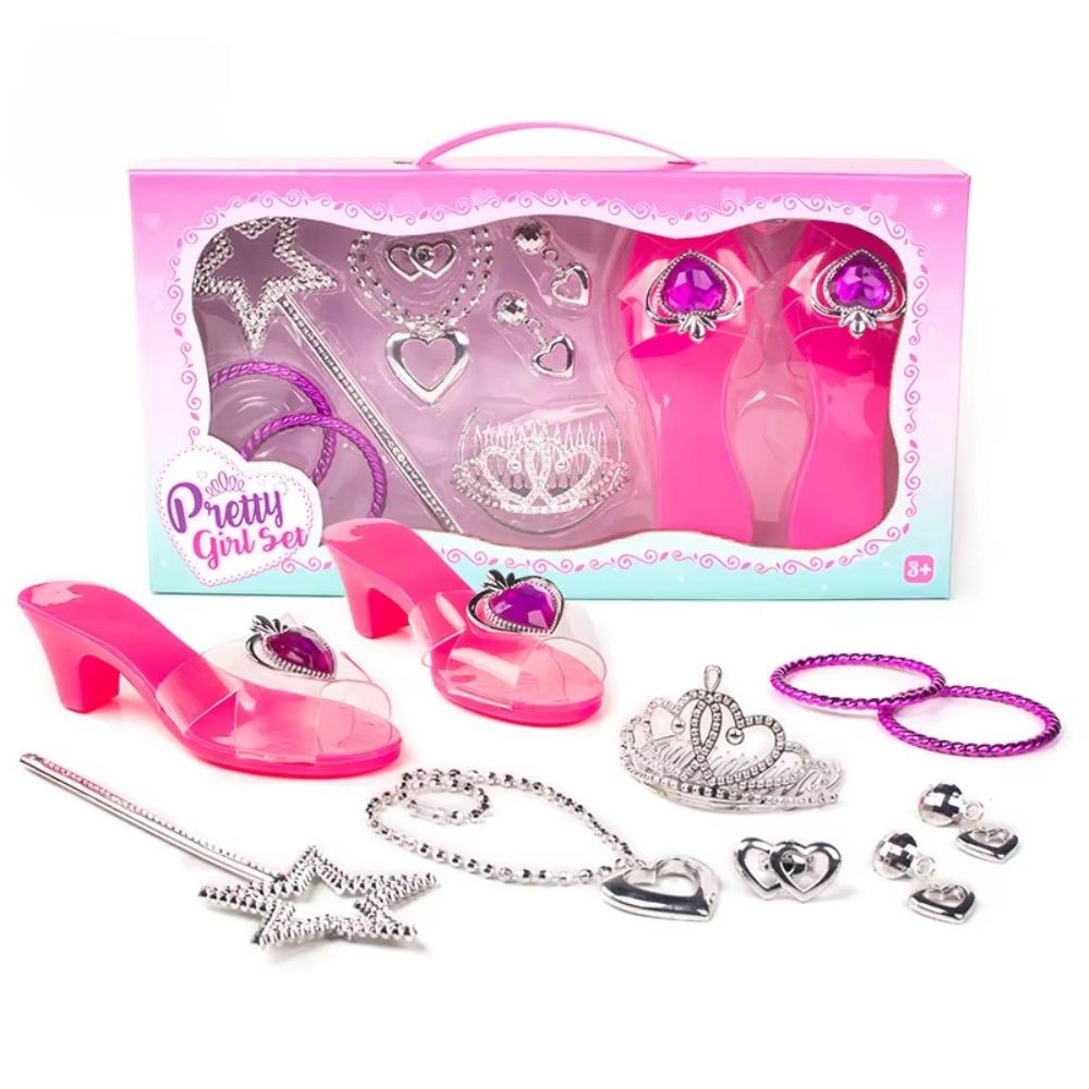 Necklace Crown Girls Jewelry Toys Pretend Play Crystal Shoes Toy Princess Dress Up Toys  Halloween