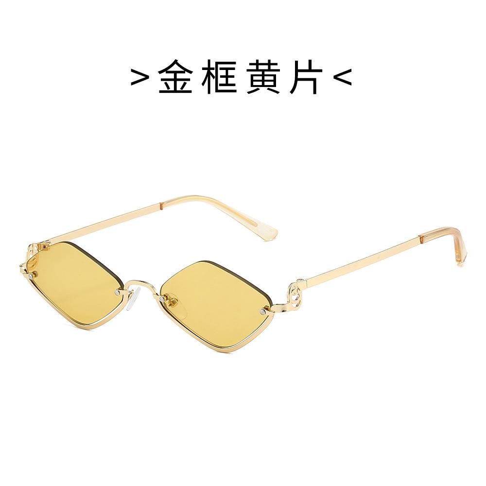Stylish Metal Semi Frame Sunglasses for Women Men Diamond Shaped Half Cut Shades Beach Sun Protection