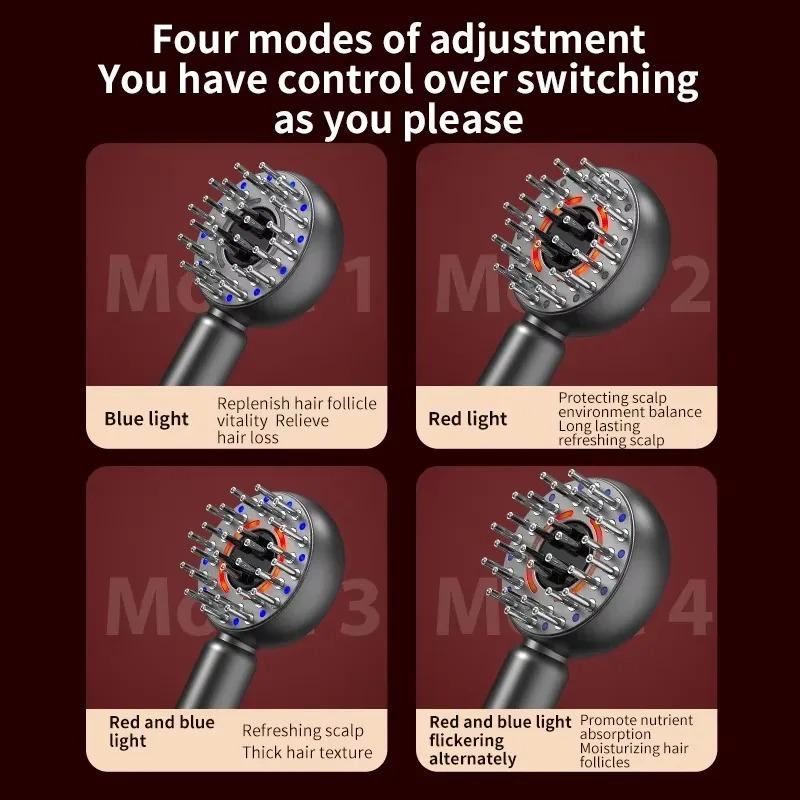 Electric Massage Hair Comb Vibration Head Massager Brushes Promote Smooth Hair Growth Multi Functional Red Light Nourish Scalp