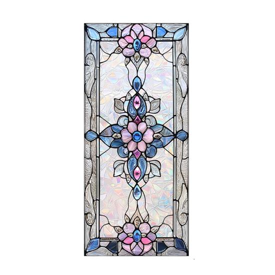 Stained Glass Window Privacy Film Vintage Decorative Frosted Static Cling Waterproof Reusable UV Sun Blocking Glass Sticker Cover