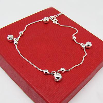 Luxury Brand Jewelry Cute Small Bell Anklet Box Chain for Women 925 Silver Anklet Bracelet
