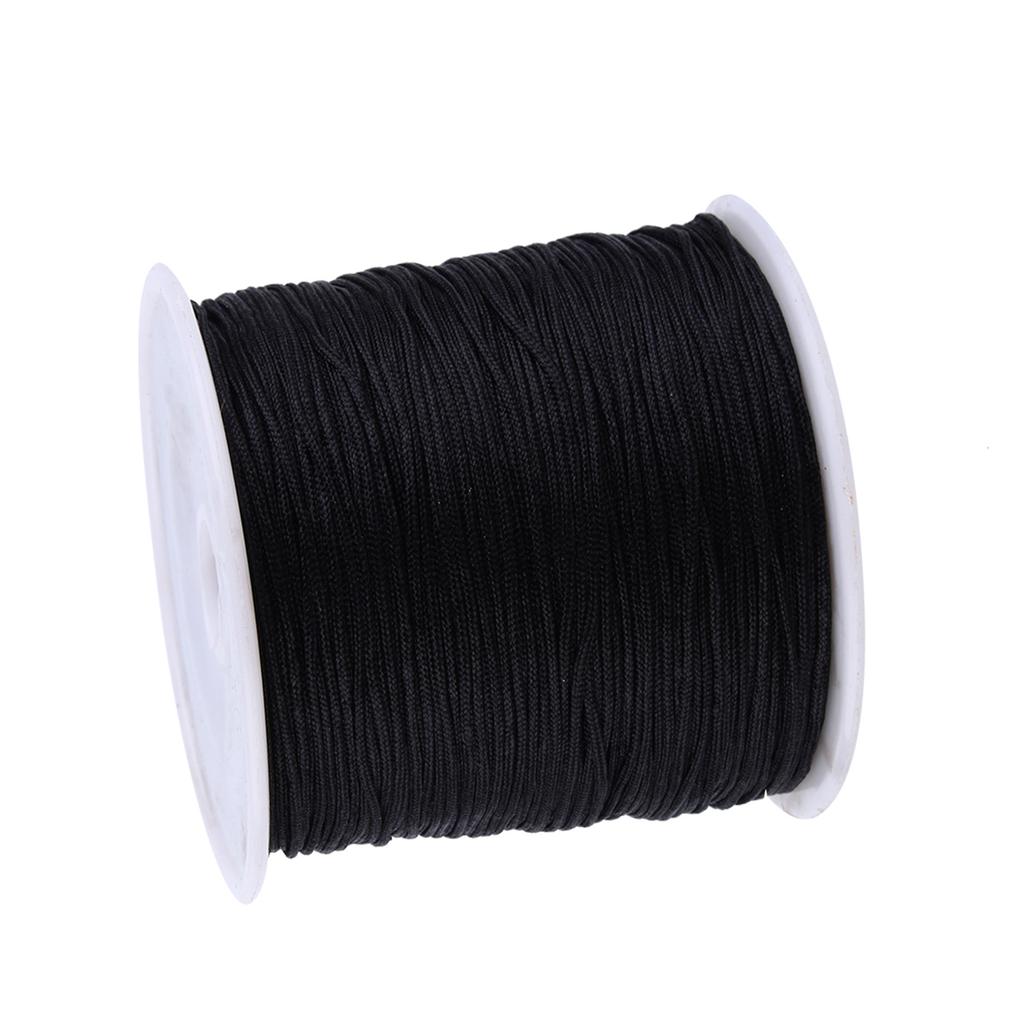 100 m x 0,8 mm Nylonschnur mit chinesischem Knoten, Rattail-Makramee-Shamballa-Faden, Schwarz