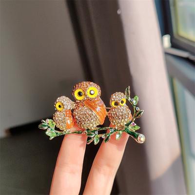 Full Diamond Owl Brooch Clothing Accessories Animal Bird Crystal Corsage Sweater Colored Jacket Accessories