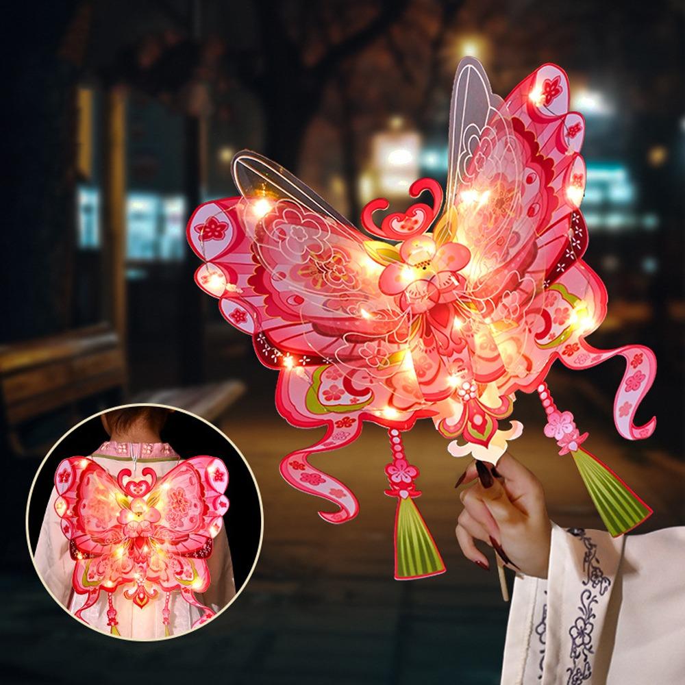 Unfinished Portable Lantern Cartoon Antique Lantern Butterfly Wing Lantern  Educational Toy