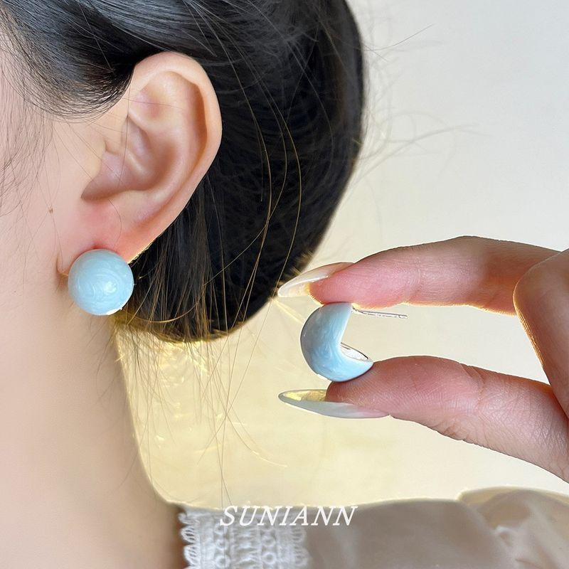 

Серьги-полукольца с подвесками в виде точек заварного крема, капель масла, изящные серьги, милые серьги-пусеты для женщин, весна и лето, новинка 2025 Blue round style