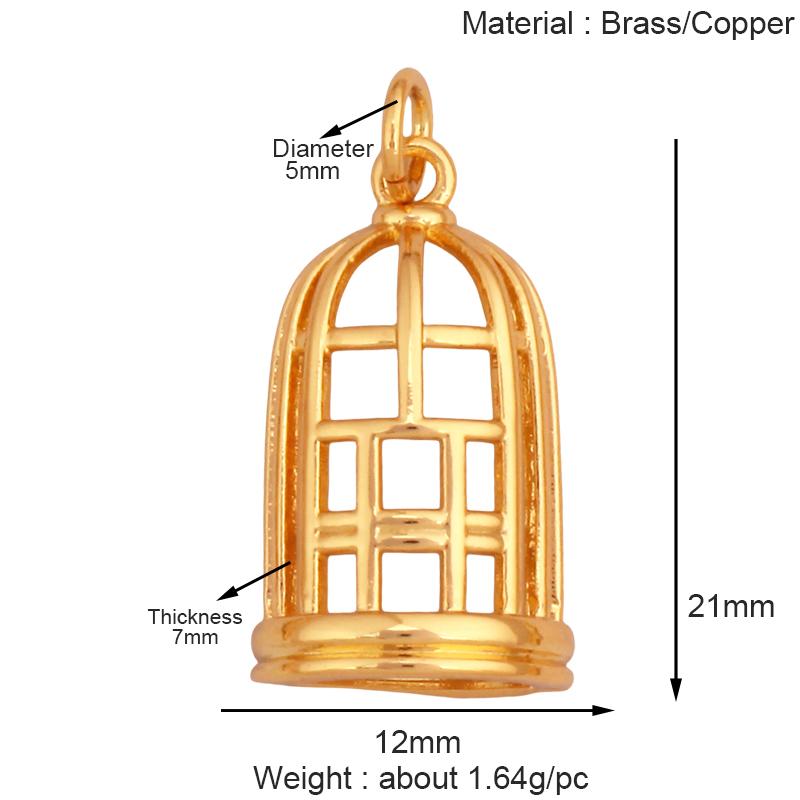 Fashion Cowboy Hat Boots Dance Shoes Bra Birdcage Sports Charm Pendant,Zircon Real Gold Necklace Craft Jewelry Supplies K68