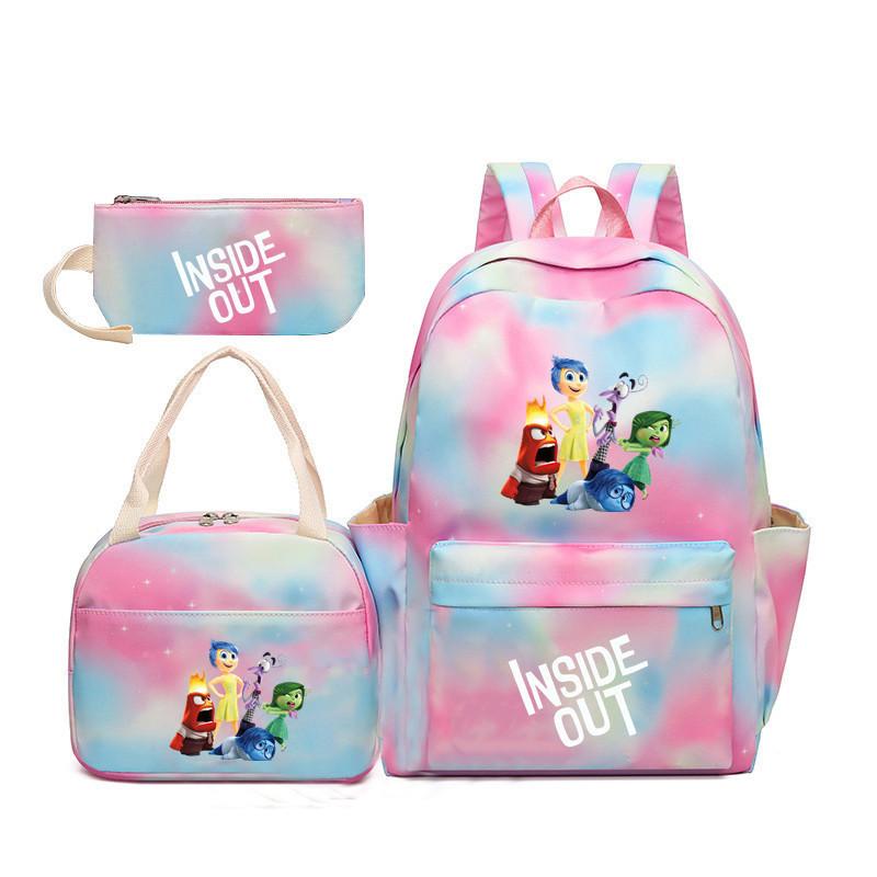 Ideout team gradual change color rainbow backpack boys and girls three-piece set