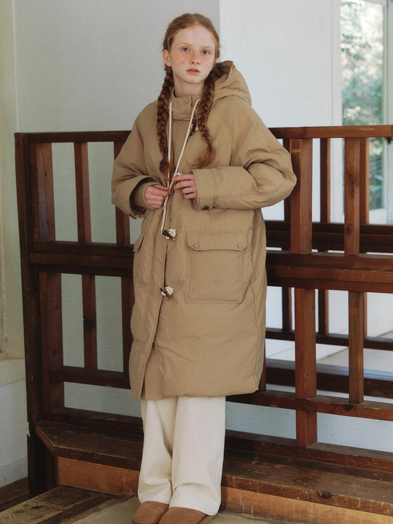 Cluny Fishtail Duck Down Long Parka Field Coat - Beige