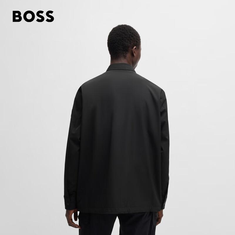 BOSS Men's Loose Fit Logo Patch Shirt Jacket