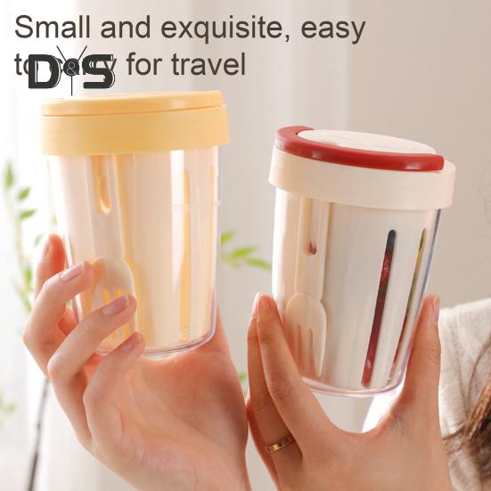 Cană pentru salată 501-600ml, design portabil, etanș, pentru salată, cu lingură, sistem de drenaj îmbunătățit