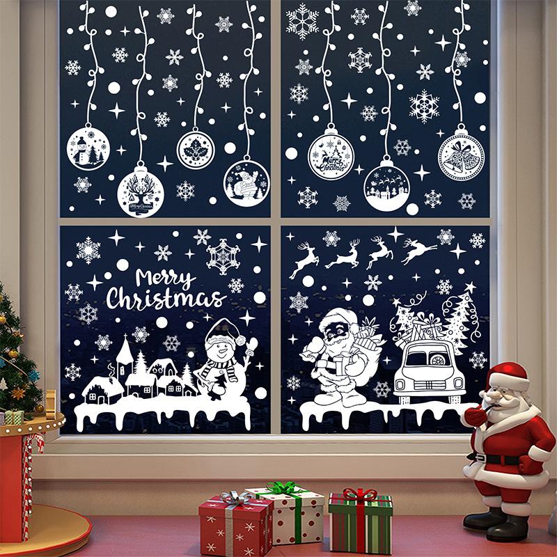 2023 Christmas Window Stickers, Double Sided Display Windows, Holiday Decorative Wall Stickers, Electrostatic Wall Stickers