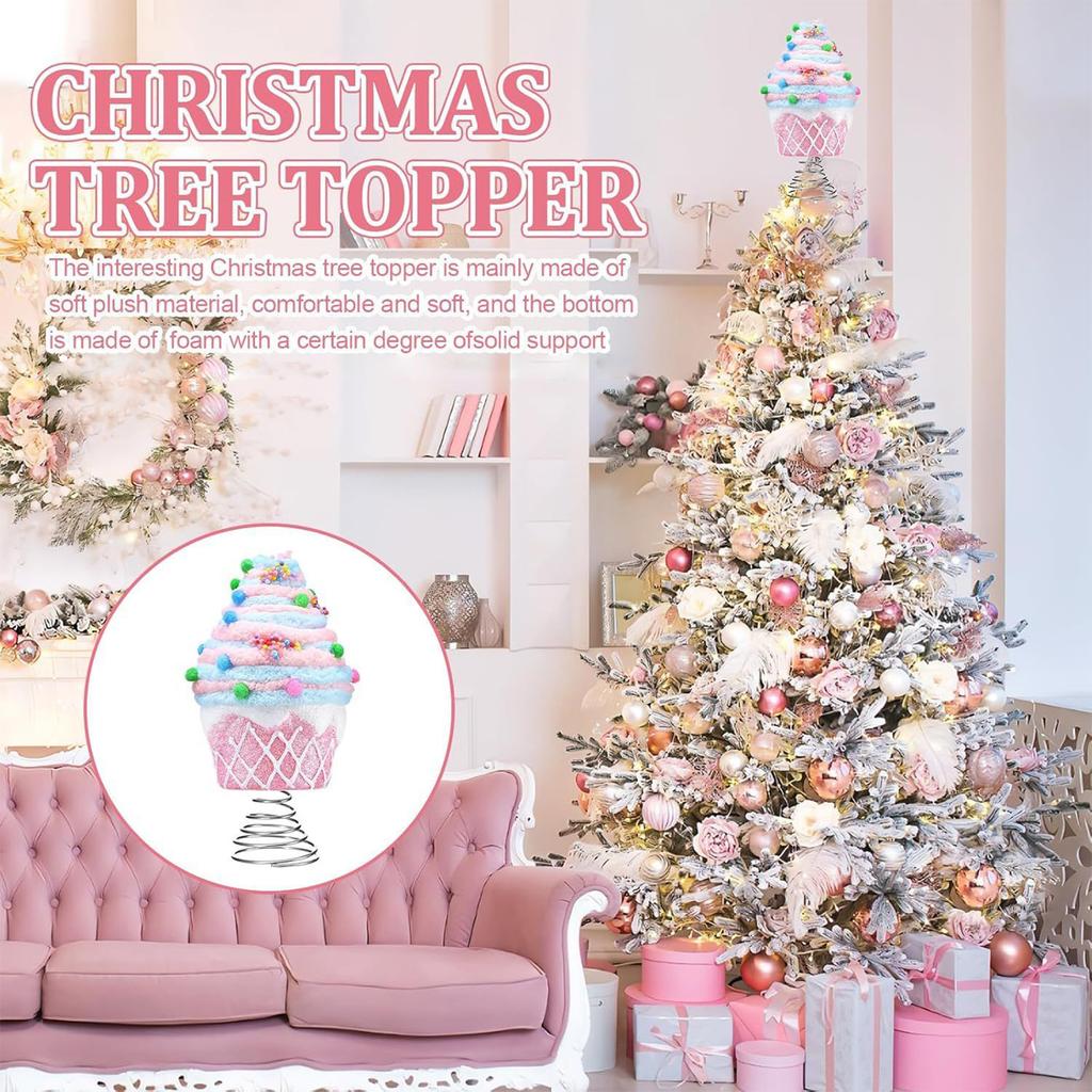Pastel Cupcake Christmas Tree Topper Pink Cupcake Tree Topper Pastel Decor for Indoor Outdoor Xmas Tree Party