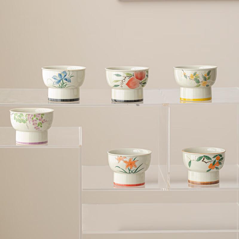 Zhinianhua Hand-Painted Ceramic High-Stem Tea Cup