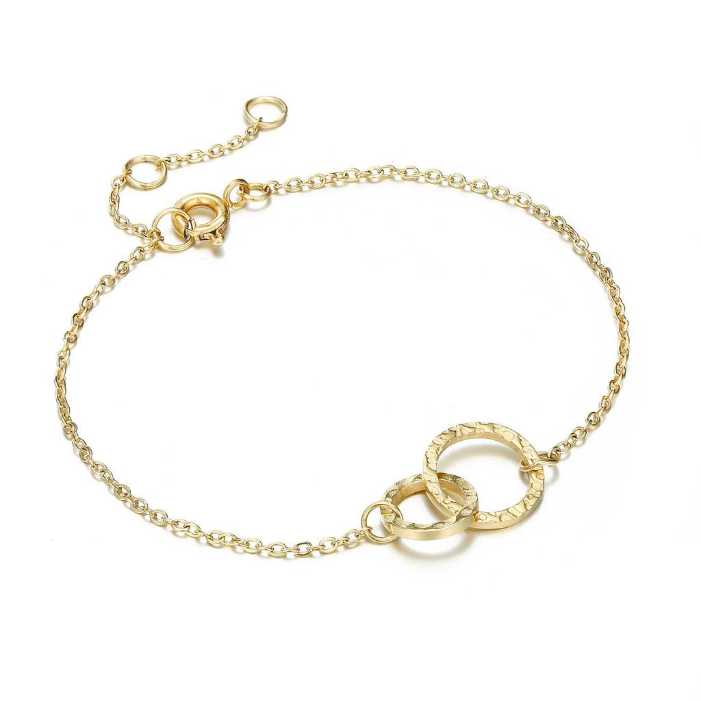 Chihang Geometric Double Circle Hammered Texture Bracelet – Women's Simple, Fashionable, Versatile Gift.
