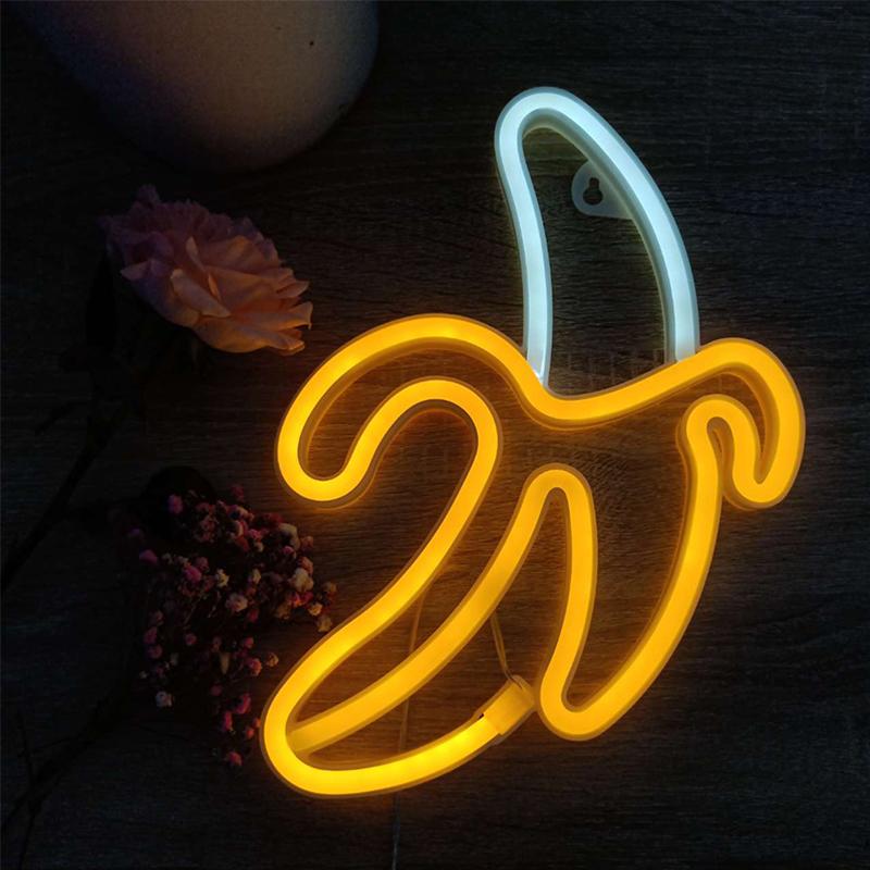 Banana Sign Neon Light Lamp For Bedroom Wall Led Lights 3D Art Neon Tape Lamp Sleeping Night Lights 5v Usb AA Battery