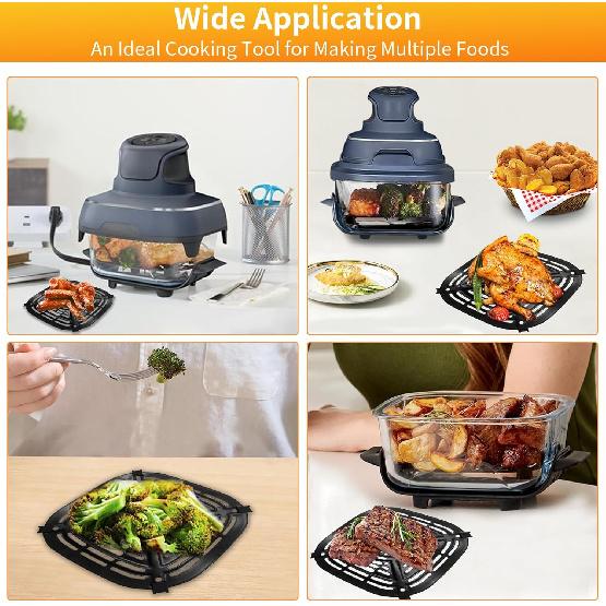 Air Fryer Replacement Parts for Ninja Crispi Air Fryer FN101GY, Air Fryer Accessories Grill Pan Plate Crisper Plate Rack Tray with Rubber Bumpers