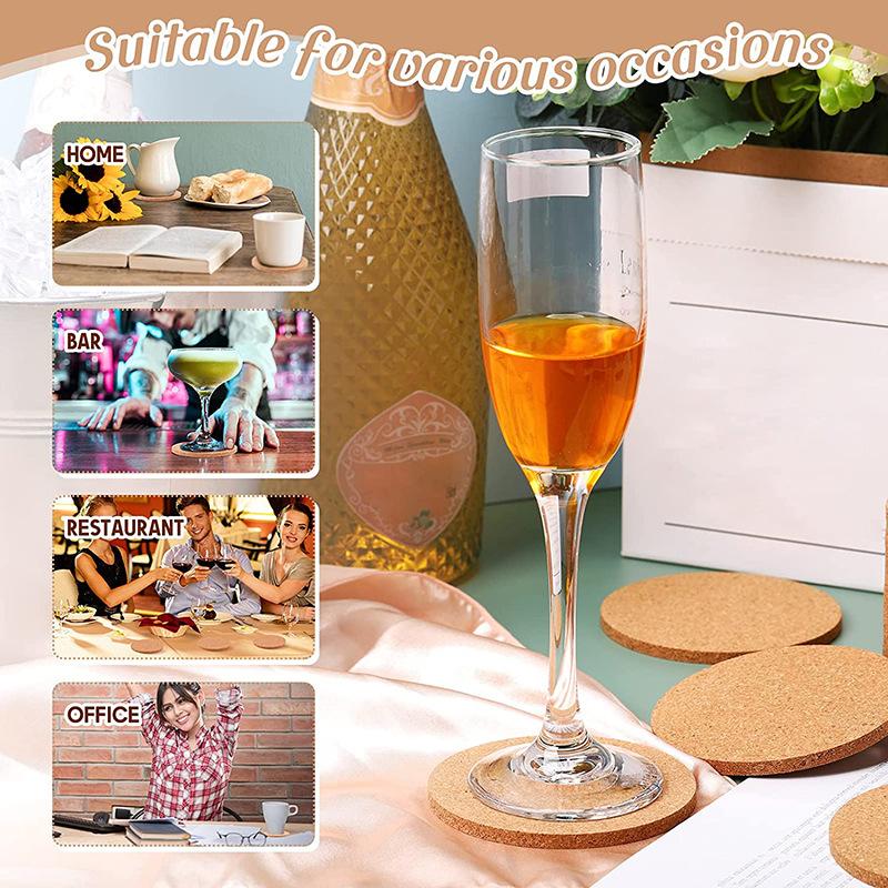 5/10/20/30PCS Round Wood Mats Natural Cork Coasters Durable Non Slip Tea Cup Drink Holder Coasters for Coffee DIY Home Supplies