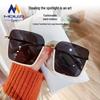 Retro Half-Frame Tea-Colored Sunglasses, Unisex 2025 Korean Style, High-End Net Red Fashion.