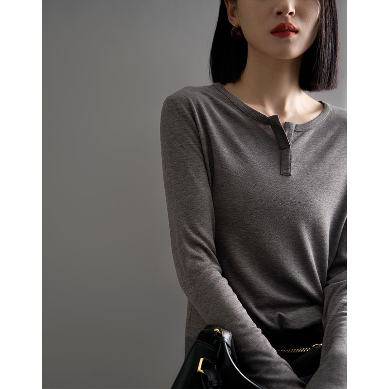 

Slim Xhange All Year Round Base with Mulberry Silk B Stock Profile Long Sleeves T-shirt Base Shirt Xyc484494ag Dark gray M