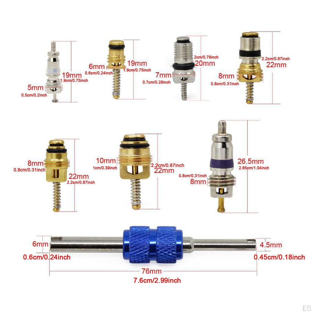 Air Conditioning Valve Core Kit Leakproof Component Remover Installer Tool for Automobile Automotive