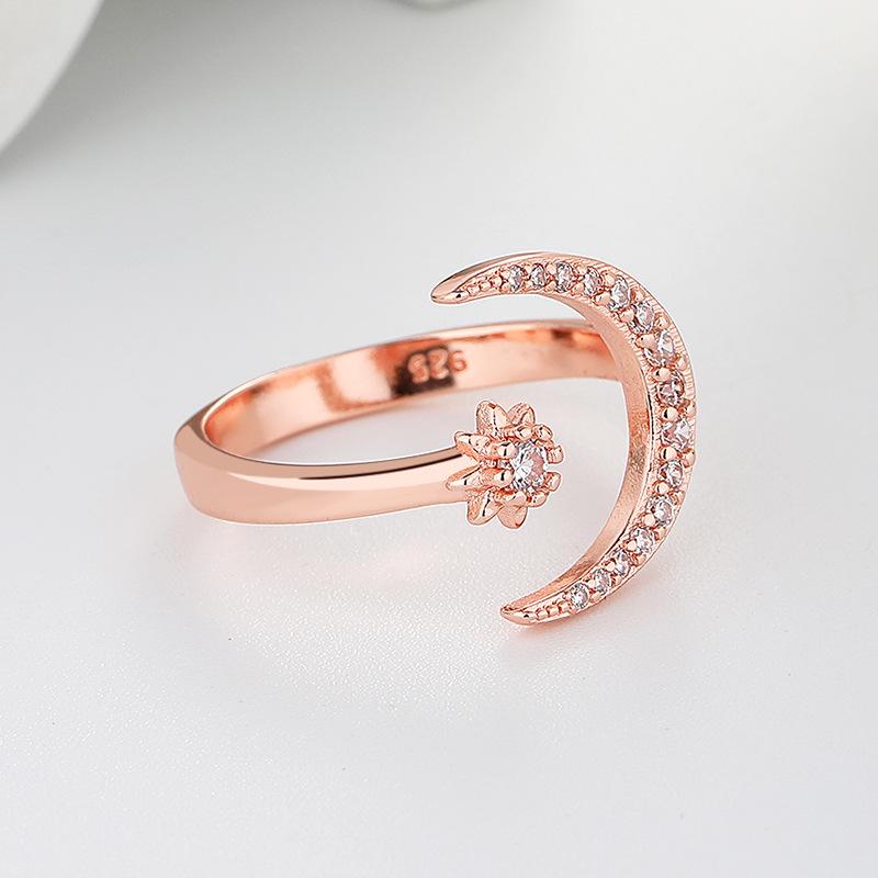 2026 Crescent Ring, Fashionable Star and Moon Personality, Exquisite Women s Geometric Shape, Open Ring. Resizable