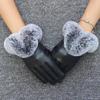 Women Winter Gloves Faux Rabbit Fur PU Leather Touch Screen Mittens Lady Female Outdoor Driving Warm Gloves