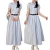 French Temperament Blue High-end Sense Super Good-looking and Thin Summer New Shirt Skirt