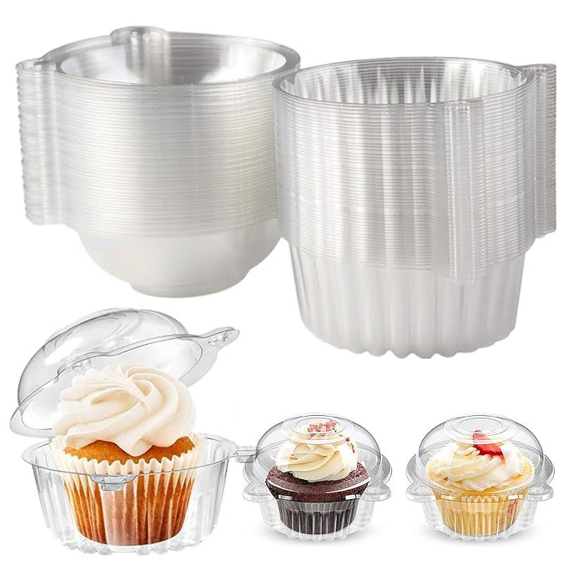 100pcs Transparent Cake Box Wedding Muffins Cupcake Packaging Box Fruit Dessert Slice Container Birthday Party Home Baking Decor