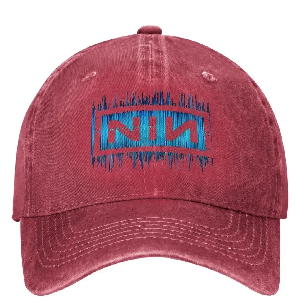Dark Blue NIN Retro Logo Nine Inch Nails Baseball Cap Outdoor Sport Quality Trucker Hat Couple Streetwear Designer Baseball Caps