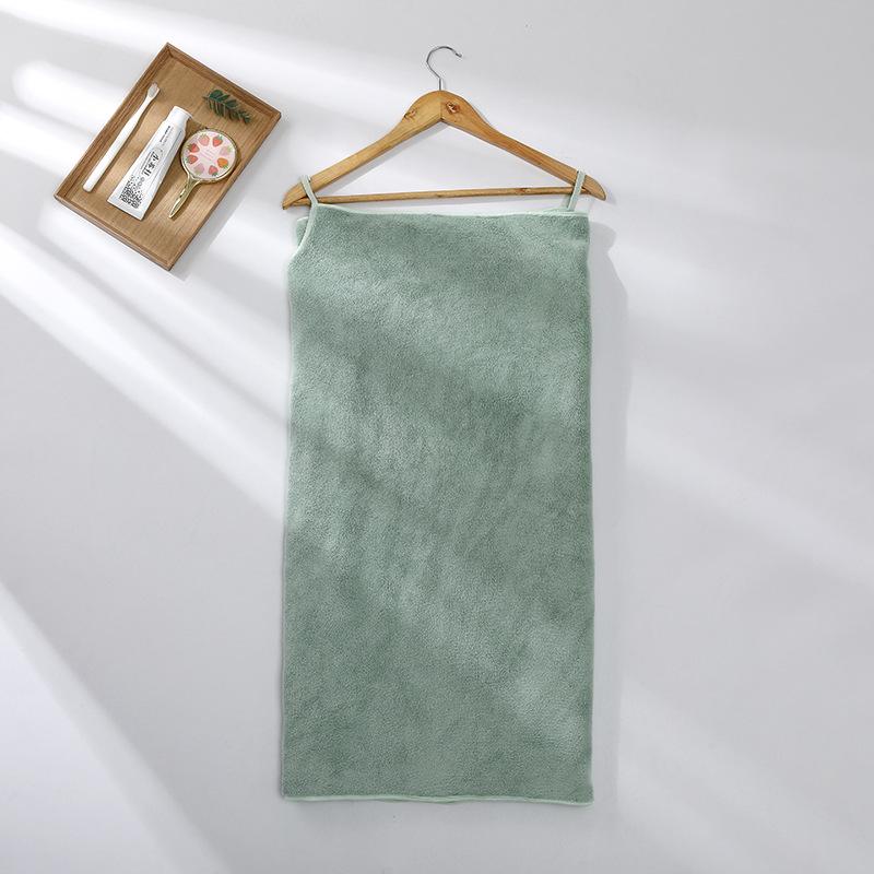 Women's Wearable Polyester-Spandex Coral Fleece Bath Towel - Thickened & Versatile for Summer
