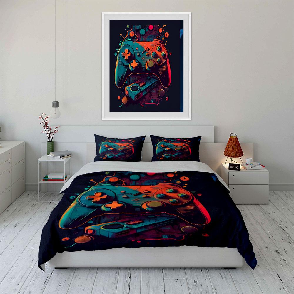 Colorful Game Controllers Pattern. Bedding Sets Duvet Cover Sets Duvet Covers Pillowcases(1*Duvet Cover 2*Pillowcases Without Duvet Insert)