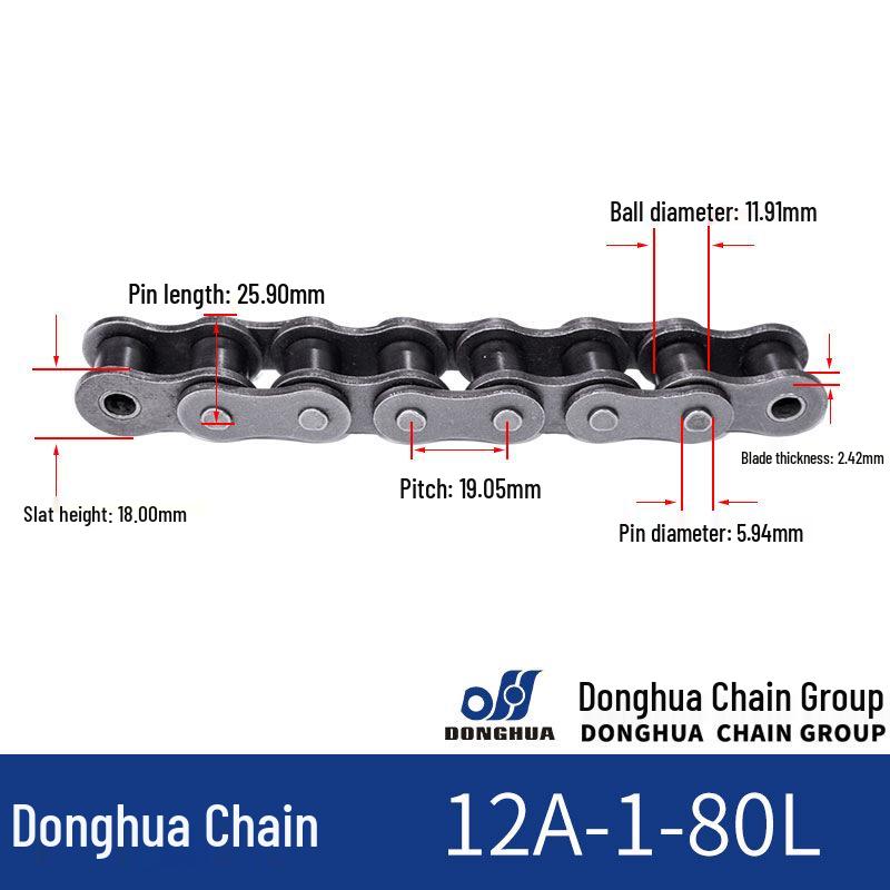 Donghua Industrial Transmission Chain: Single/Double Roller, Manganese Steel, Large Pitch Precision Roller Chain.