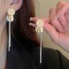 Premium sequined fringed silver needle earrings, one pair of elegant niche earrings.