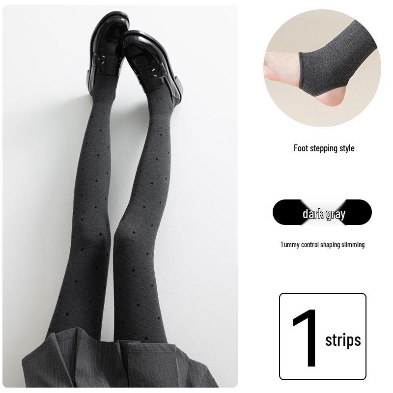 2025 New Style Gray Polka Dot Leggings - Women's Autumn/Winter Plush, Thick, Slimming Pantyhose