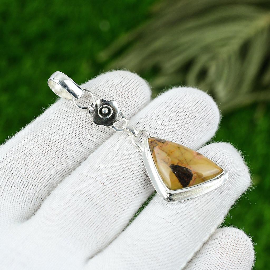 Natural Bauxite Gemstone Pendant 925 Sterling Silver Indian Jewelry For Girls