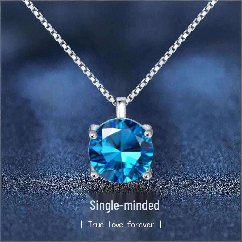 S925 Silver Topaz Four-Prong Pendant Necklace - Versatile Clavicle Chain for Everyday Wear, Perfect for Best Friends or Girlfriends.